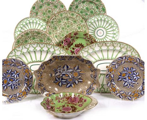 Thirteen Minton Spode and other 19th Century plates