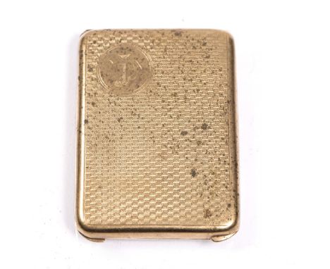 A 9ct gold vesta box with engine turned decoration, 26 grams