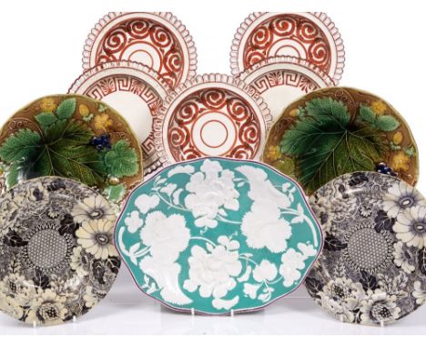 Five cream ware arcaded plates circa 1795 and five other pieces