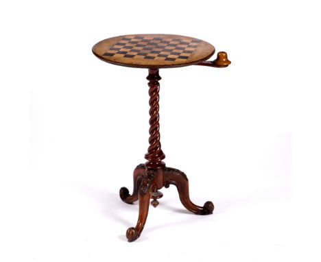 A Victorian walnut chess table 45cm diameter x 68cm high