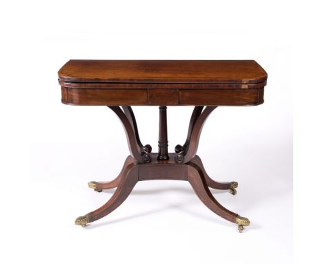 A 19th Century mahogany and inlaid card table 90cm wide, 45cm deep, 70cm high