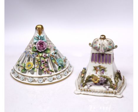 A Continental porcelain bracket 19cm and one other, 19.5cm