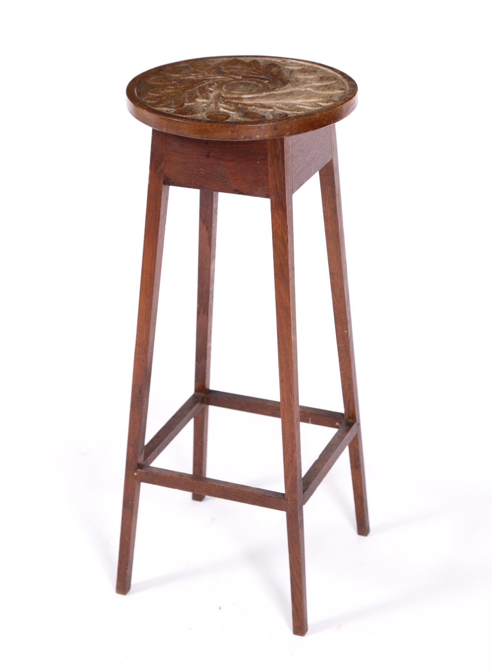 A carved oak aspidistra stand 77cm high