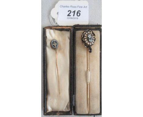 A mourning stickpin  by repute, a gift to the current vendor's family from someone who previously worked for the Whitbread fa