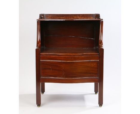 George III mahogany bedside cabinet, with two tiers above a cupboard, converted from a commode, 56cm x 49cm x 78cm