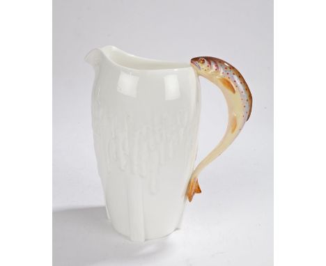 Royal Worcester for Asprey's porcelain jug, decorated by Harry Ayrton with a trout for the handle, numbered to the base 78626