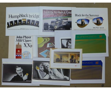 Twelve unframed advertising prints, Imperial Tobacco and Budweiser 