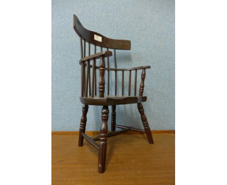 A beech dolls comb back Windsor chair 
