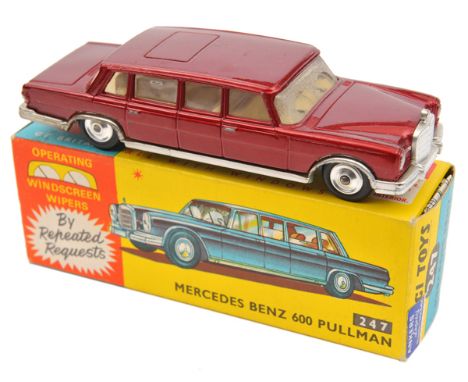 Corgi Toys Mercedes Benz 600 Pullman (247). In the brighter shade of metallic maroon with cream interior. Complete with three