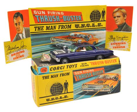 Corgi Toys Man From UNCLE Gun Firing Thrush-Buster’ (497). Oldsmobile Super 88 in metallic blue, late example with plastic wi