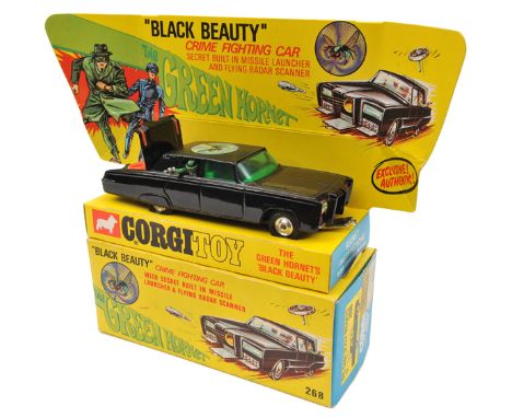 Corgi Toys ‘Black Beauty’ Crime Fighting Car (268). In gloss black with hornet decal to roof and green interior. Complete wit