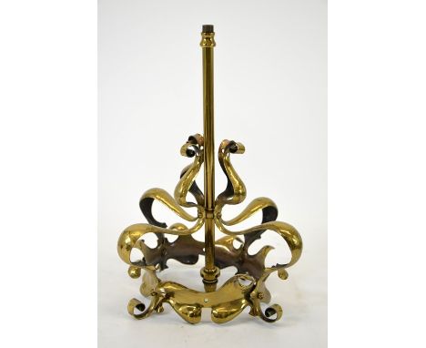 An Arts and Crafts brass pendant light fitting, circa 1900, in the style of the Birmingham Guild of Handicraft, coronet form,