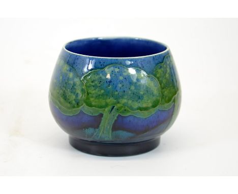 William Moorcroft, a Moonlit Blue sugar bowl, footed ovoid form, circa 1925, impressed marks, 7cm high, 9cm diameter