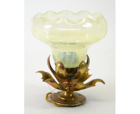 W A S Benson and James Powell and Sons, an Arts and Crafts ceiling light, circa 1900, in the form of a flower with copper and