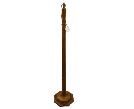 Robert Thompson of Kilburn, Mouseman oak standard lamp with a octagonal tapered column and base, 138cm high