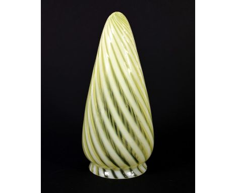 James Powell and Sons, Whitefriars, an Arts and Crafts glass light shade, circa 1890, conical closed form with wrythen opaque
