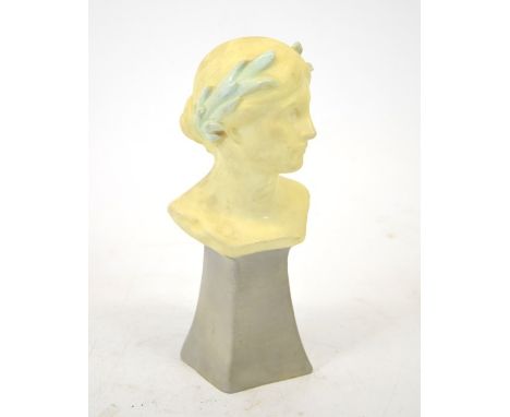 Heinrich Wadere for Goldscheider, bust of Venus, modelled in laurel head dress, circa 1898, on grey plinth, impressed marks F