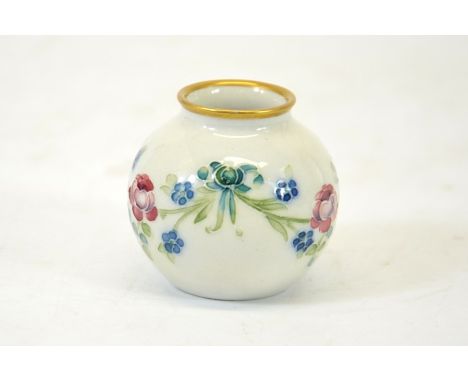 William Moorcroft for James Macintyre, 18th century design miniature vase, bulbous form, circa 1910, signed, printed marks, h