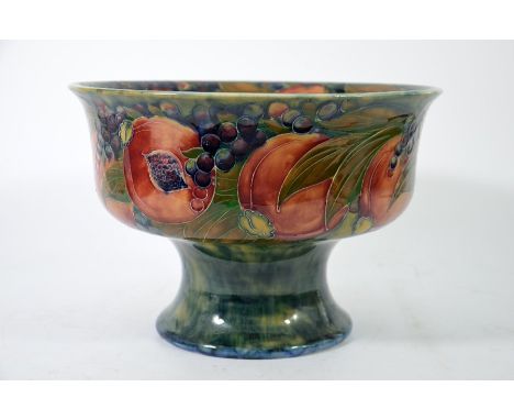 William Moorcroft for Liberty and Co, a large Pomegranate tazza, double ogee form, circa 1910, signed, printed marks, 26cm di