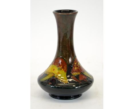 William Moorcroft, a flambe Toadstool vase, squat baluster form with elongated kneck, circa 1910, signed, 6.5cm high