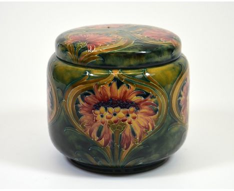 William Moorcroft for James Macintyre, a Cornflower screw top tobacco jar, circa 1910, signed W Moorcroft, printed marks, 12c