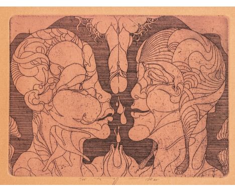 Eggers, W. P. Eberhard. Kaligraphische Labyrinthe. Mit 7 signierten Kaltnadelradierungen auf verschiedenen Papieren und Texte
