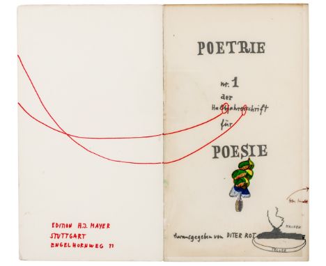 Nachlass Rudolf Rieser - - Roth, Dieter. Poetrie 1. Halbjahresschrift für Poesie. Mit 27 durch Zeichnungen, Kolorierung oder 