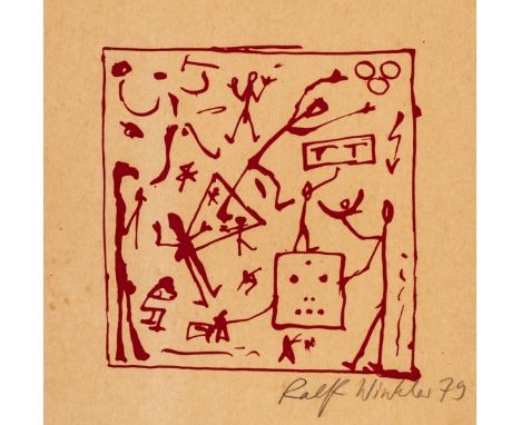 Penck, A. R. Skizzen von 1968. Überarbeitet 1979. Mit 21 (inklusive Umschlag, dieser in Rot und signiert sowie datiert) nacht