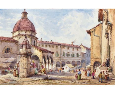 Conrad H... R... Corelli (1869-1956) British. "Poffi [sic]" (Pofi, Italy), an Italian Street Scene, Watercolour, Signed, and 