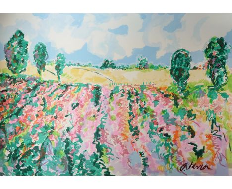 20th Century French School. An Extensive Landscape, Lithograph, Indistinctly Signed, Unframed, 30" x 44", and another by the 