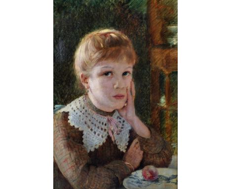Rene Gerin (1862-1895) French. 'Augusta', Portrait of a Young Girl, Oil on Canvas, Signed, Inscribed 'Augusta', and Dated 189