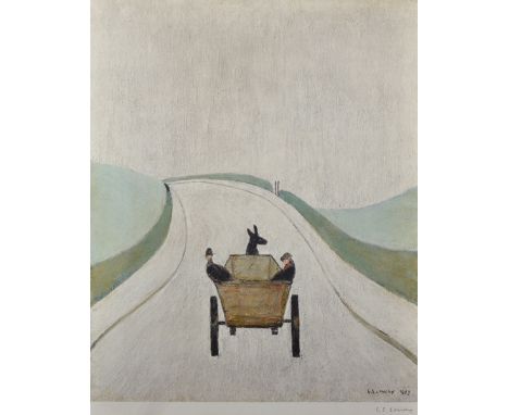 Laurence Stephen Lowry (1887-1976) British. "The Cart", Lithograph, with Print Makers Guild Stamp, Signed in Pencil, 19.5" x 