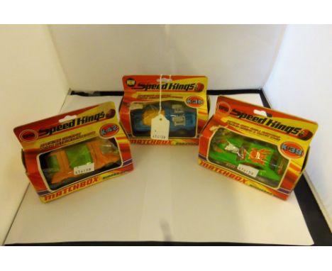 Three boxed Matchbox Speed Kings, consisting of K-36 Bandolero, K-39 Milligans Mill, K-42 Nissan 270 X, c1970.