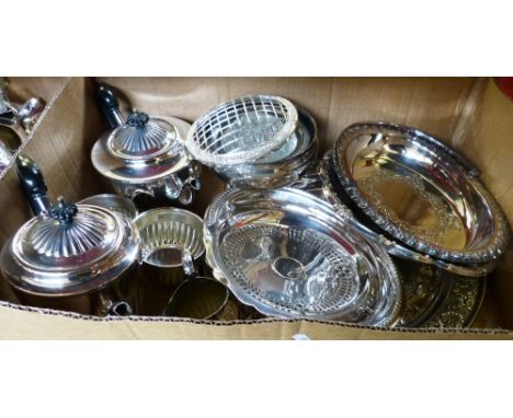 A quantity of electroplated wares, to include a four-piece tea service