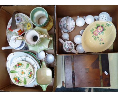 A Victorian walnut writing slope, together with various sundry china to include a Carlton ware salad bowl and servers