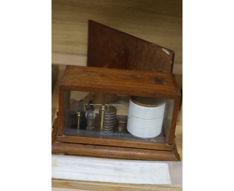 An oak cased barograph, with wall bracket, 36cm wide