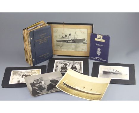 Royal interest: A collection of ephemera relating The R.M.S Queen Mary to include a photograph of the liner with two accompan