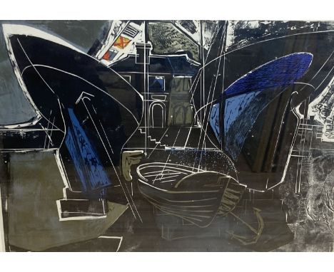 Michael Rothenstein (1908-1993), lithograph, Shipping in harbour, signed in pencil, 4/35, 49 x 67cm