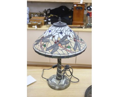 A Tiffany style dragonfly pattern table lamp, height 58cm