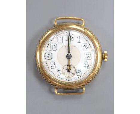 A gentleman's early 20th century 9ct gold Borgel cased manual wind wrist watch, no strap, case diameter 34mm, gross 29.1 gram