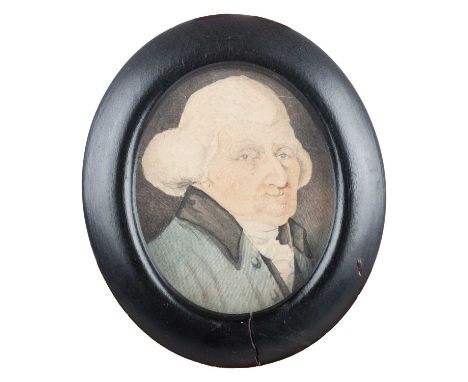18TH CENTURY ENGLISH SCHOOL PORTRAIT MINIATURE OF  A GENTLEMAN  Watercolour   7cm x 5.5cm