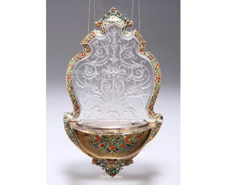 A VIENNESE ENAMEL AND ROCK CRYSTAL TRAVELLING ALTAR, BY HERMANN RATZERSDORFER, VIENNA, CIRCA 1890 the heavily engraved rock c