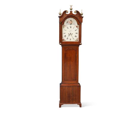 A GEORGE III SCOTTISH OAK 8-DAY LONGCASE CLOCK, BY BLAIR FLIGHT, KENROSS, CIRCA 1785 japanned dial with tidal and moon phase 