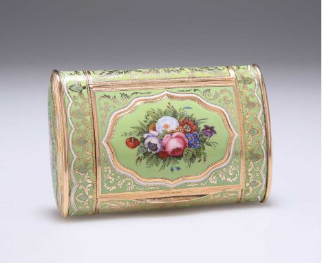 A FINE GOLD AND ENAMEL SNUFF BOX FOR THE TURKISH MARKET by Moulinié Bautte & Cie, Geneva, circa 1810 of oval section, the lid