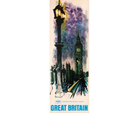 Original vintage travel advertising poster: Great Britain &acirc;€“ Sabena Belgian World Airlines &acirc;€“ Europe&acirc;€™s 
