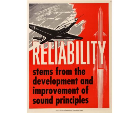 Original vintage propaganda poster: Reliability stems from the development and improvement of sound principles. Dynamic image