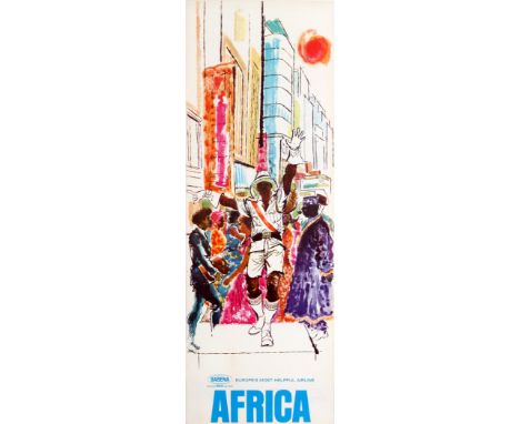 Original vintage travel advertising poster: Africa &acirc;€“ Sabena Belgian World Airlines &acirc;€“ Europe&acirc;€™s most he