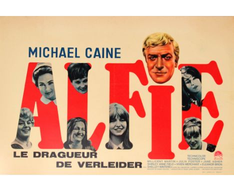 Original vintage film poster for the classic movie, Alfie, starring Michael Caine (as Alfie "the seducer"), Shelley Winters a