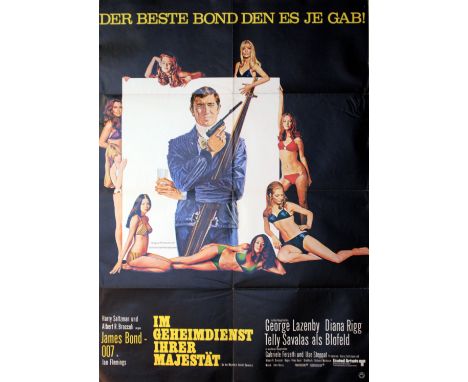 Original vintage movie poster for the German release of the 007 James Bond film, On Her Majesty's Secret Service, starring Ge