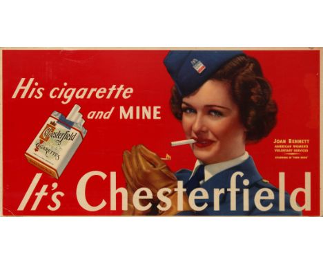 Original vintage advertising poster for the tobacco manufacturer Chesterfield: His cigarettes and mine &acirc;€“ It's Chester